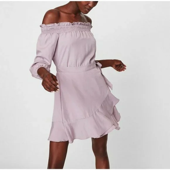 Express off the shoulder wrap dress womens size L. - Picture 1 of 8